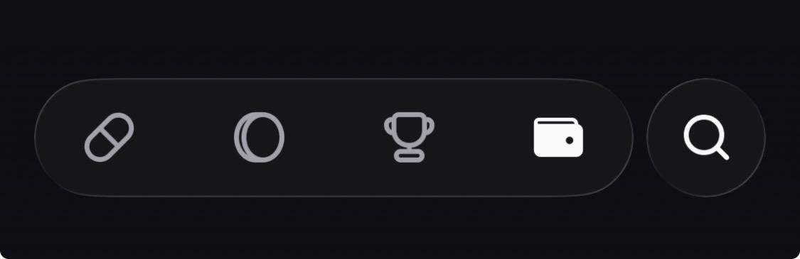 pump.fun tab bar with the wallet icon highlighted